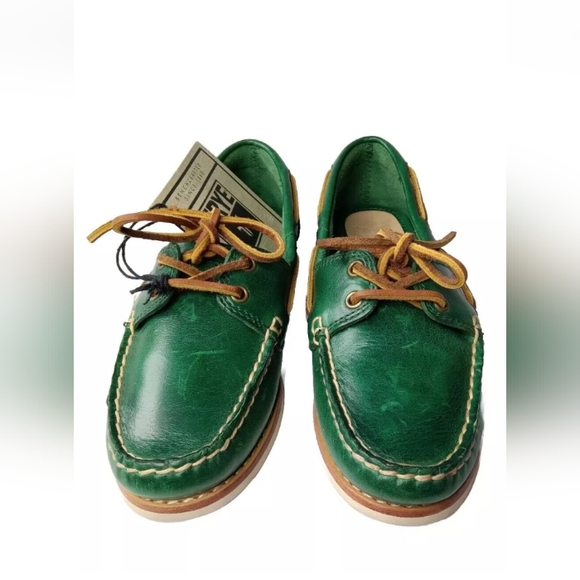 Frye Quincy Leather Boat Shoes Women's Size 5.5 M Green Flats Retial $148 - Picture 6 of 10